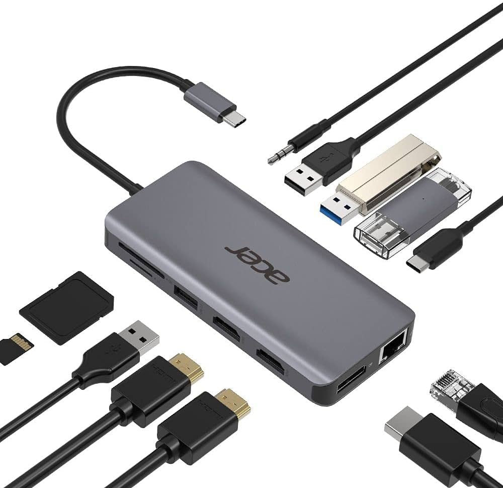 Acer 12-in-1 USB-C Docking Station | Dual HDMI | DisplayPort | Gigabit Ethernet | USB 3.2 Gen 1