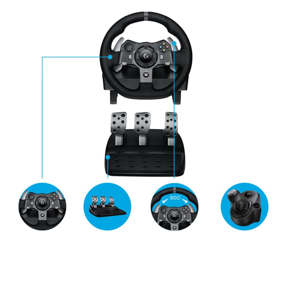 Logitech G920 Driving Force | Racestuur en pedalen | Force Feedback | 900° rotatie | USB 2.0 | Compatibel met Xbox Series X|S