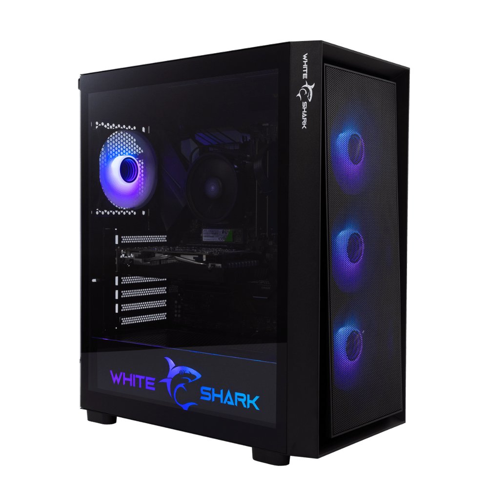White Shark WARHEAD | Midi Tower Case | Inclusief 4 RGB Fans | Zwart