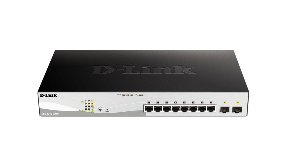 D-Link DGS-1210-10MP/E | Managed L2 Switch | 10 Poorten | Gigabit Ethernet (10/100/1000 Mbps) | PoE