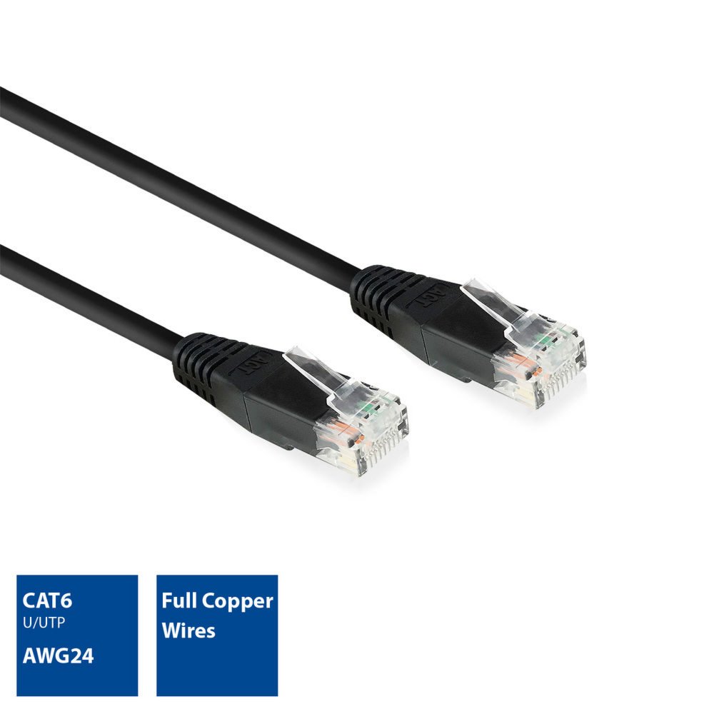 ACT netwerkkabel | Cat6 | U/UTP (UTP) | 10 m | Zwart | AC4010