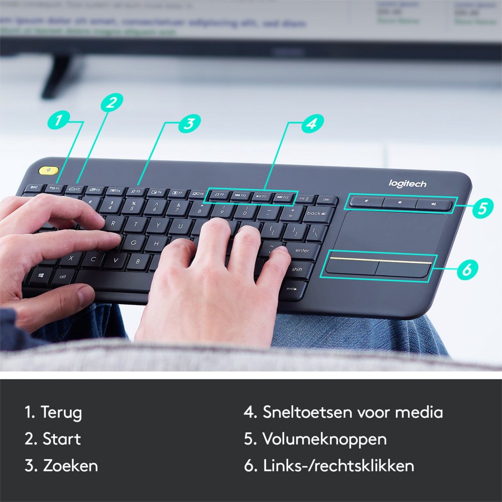 Logitech K400 | Draadloos Toetsenbord met Touchpad | QWERTY