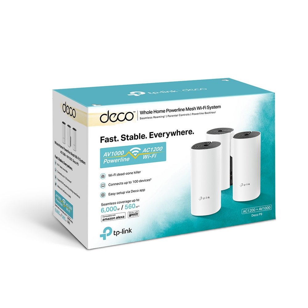 TP-Link Deco P9 (3-pack) | Dual-band WiFi 5 Mesh Router met Powerline | Gigabit Ethernet | AC1200