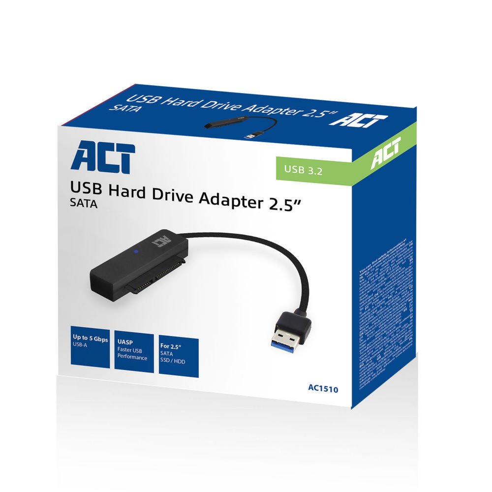 ACT kabel-tussenstuk | SATA naar USB-A | Zwart | AC1510