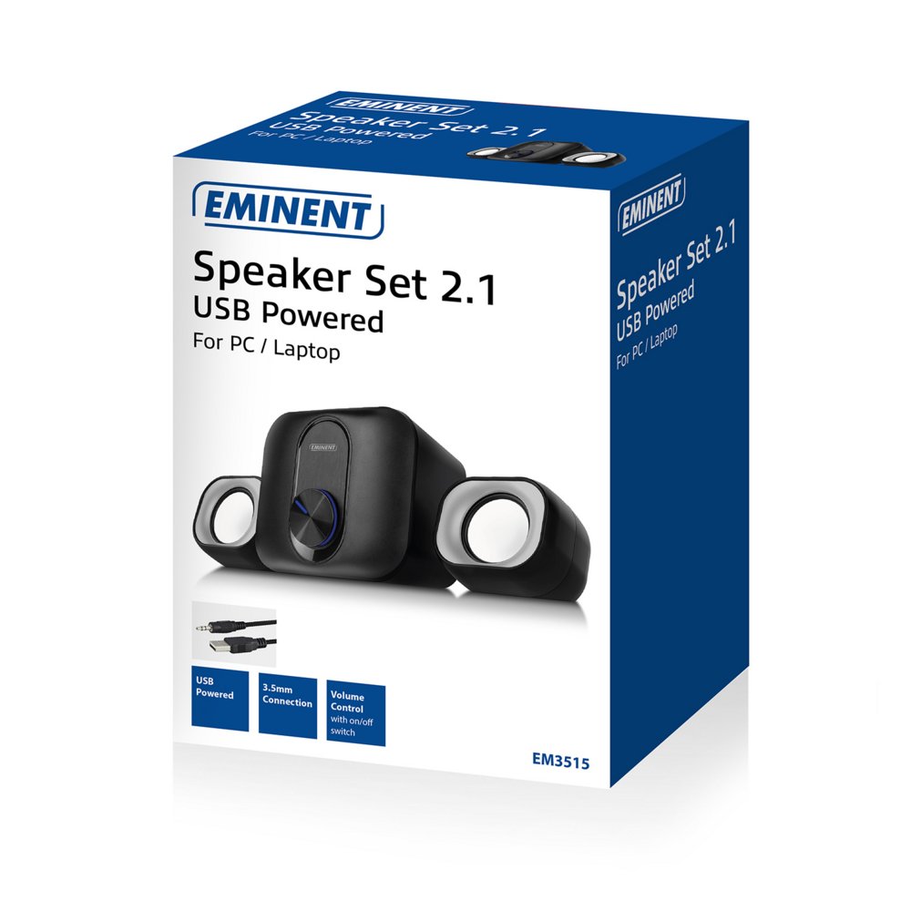 Eminent EM3515 | 2.1 Luidsprekerset | Heldere Geluidskwaliteit | 40W RMS