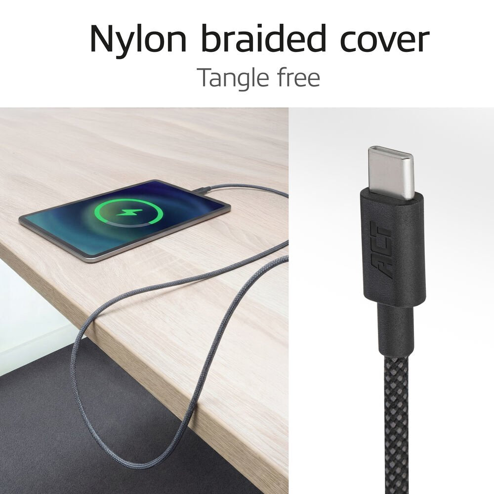 ACT AC3083 | USB 2.0 Kabel | USB-C naar USB-C | 60W | 480Mbps | Zwart | 2 Meter