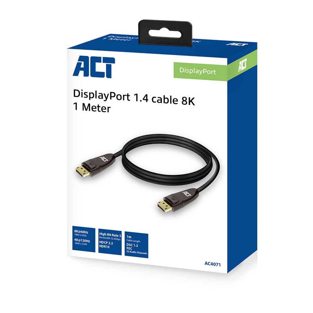 ACT AC4071 | DisplayPort 1.4 Kabel | 1,0m | Zwart