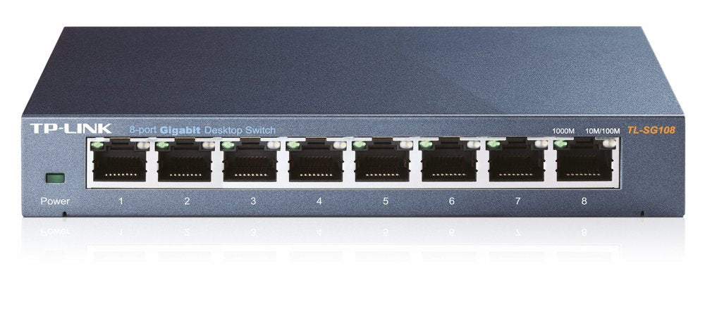 TP-Link TL-SG108 | Unmanaged Switch | 8 Poorten | Gigabit Ethernet (10/100/1000 Mbps) | Zwart