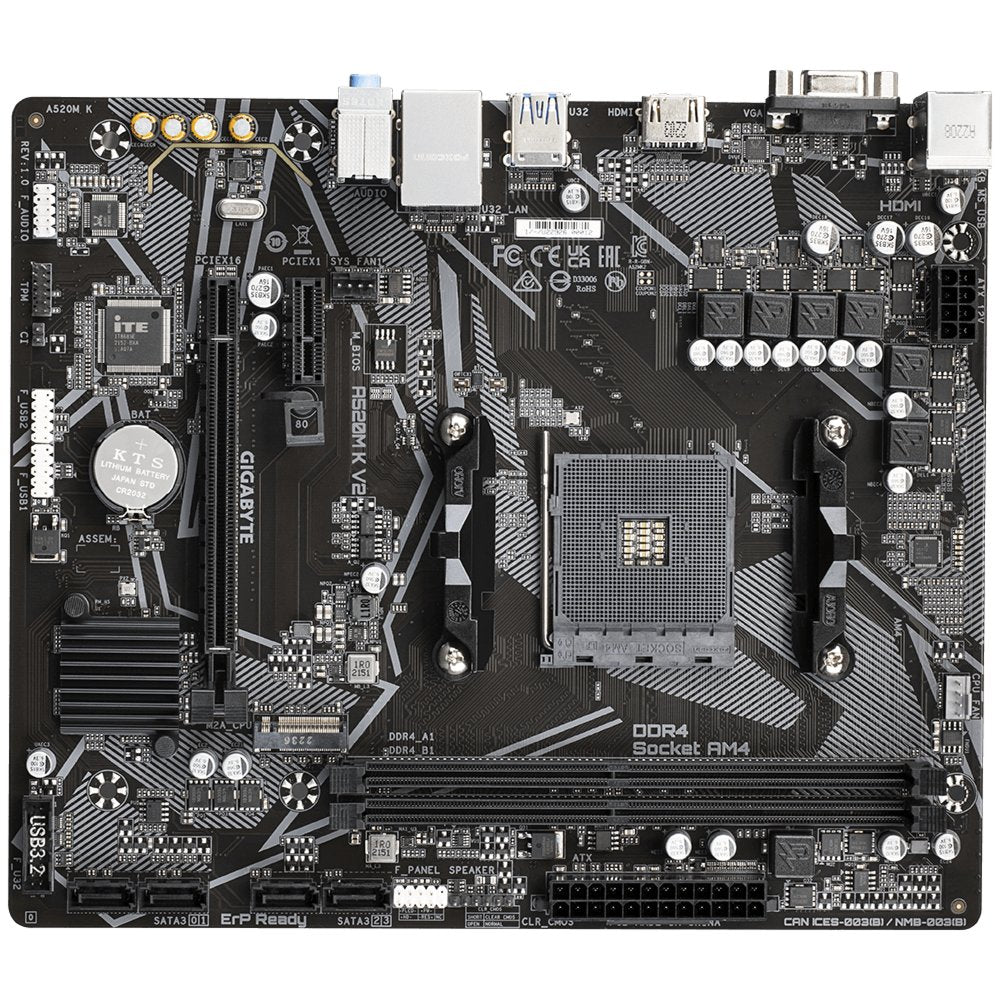Gigabyte A520M-K V2 | Socket AM4 | AMD A520 | 2xDDR4 | Micro-ATX | Moederbord