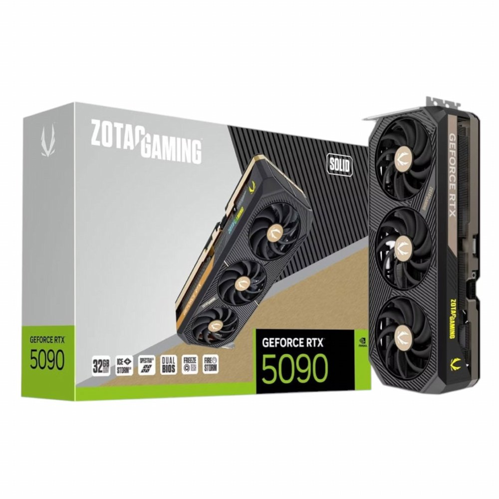 Zotac Gaming GeForce RTX 5090 SOLID | 32 GB GDDR7 VRAM | 4K Gaming & AI | Videokaart | GPU | Nvidia