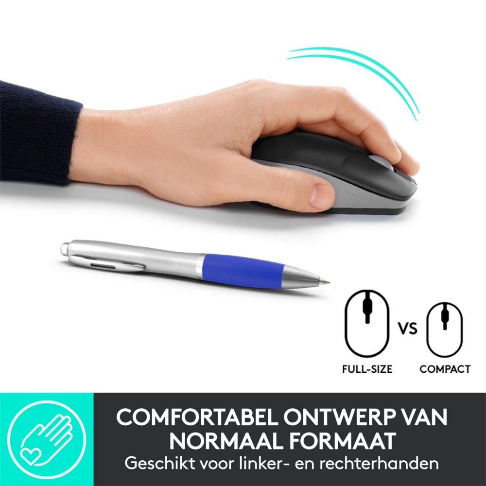 Logitech M190 | Draadloze Muis | Links- en Rechtshandig | RF | 1000 DPI | Grijs