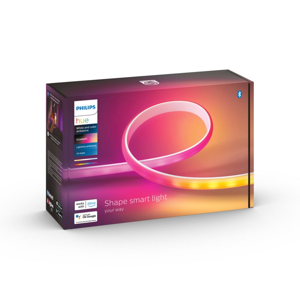 Philips Hue Gradient Lightstrip | Basispakket | 2 meter | RGBIC | EU/UK stekker | Bluetooth & Zigbee