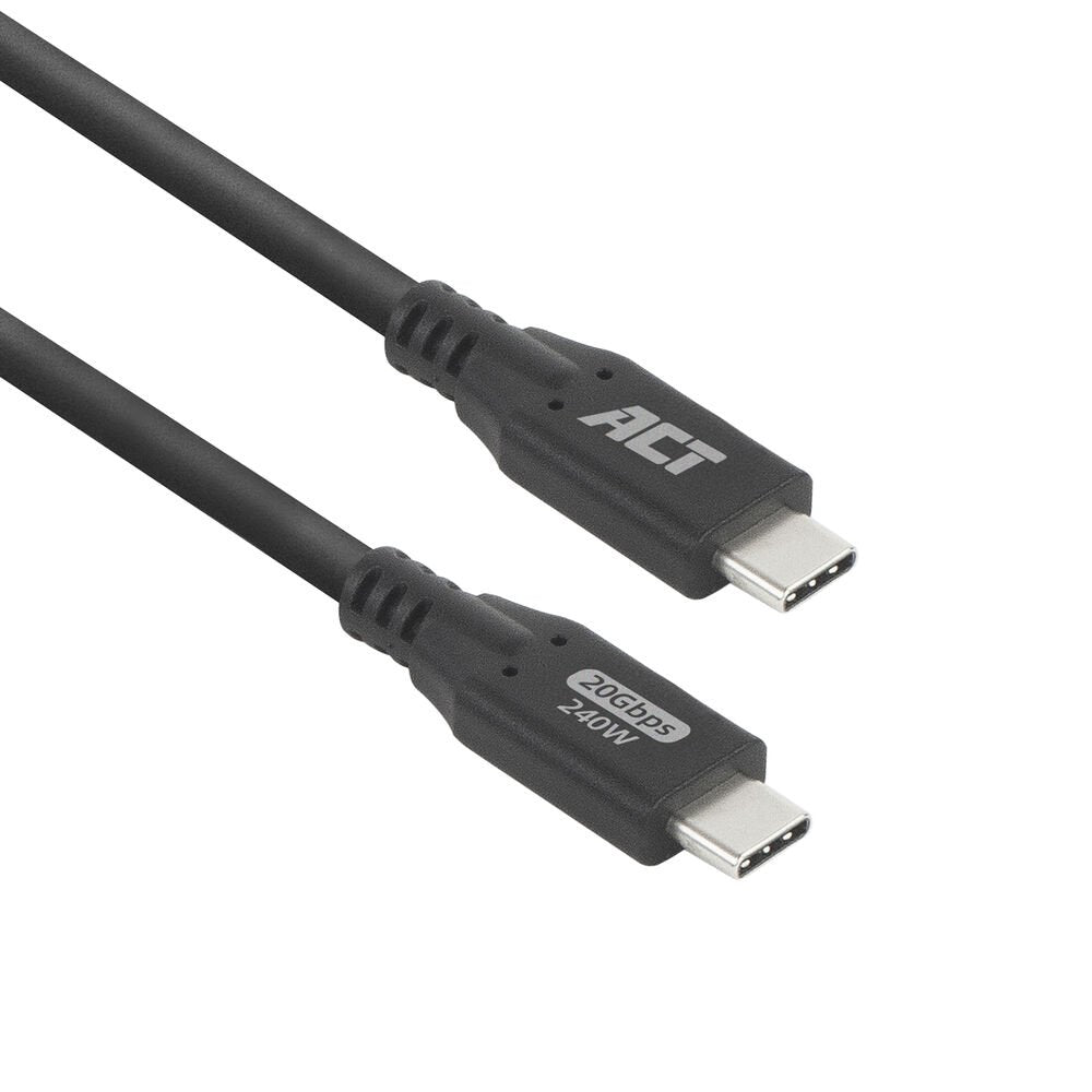 ACT | USB4 Kabel | 20Gbps | 240W | USB-C naar USB-C | 0,5m | Zwart