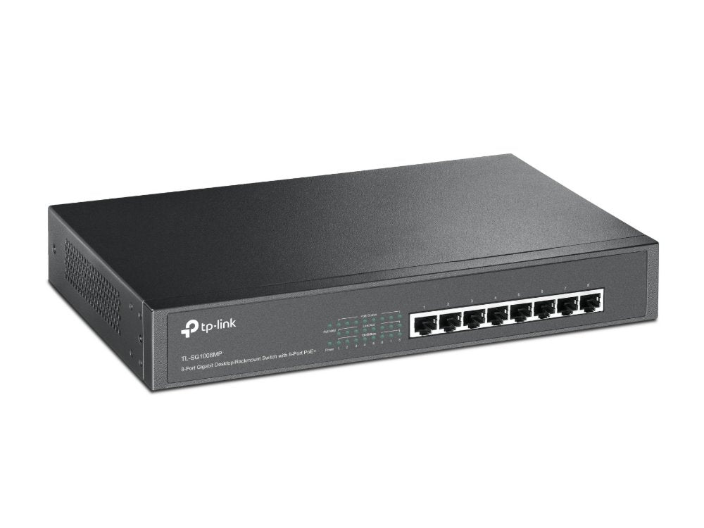 TP-Link TL-SG1008MP | Unmanaged Switch | 8 Poorten | Gigabit Ethernet (10/100/1000 Mbps) | PoE | Zwart