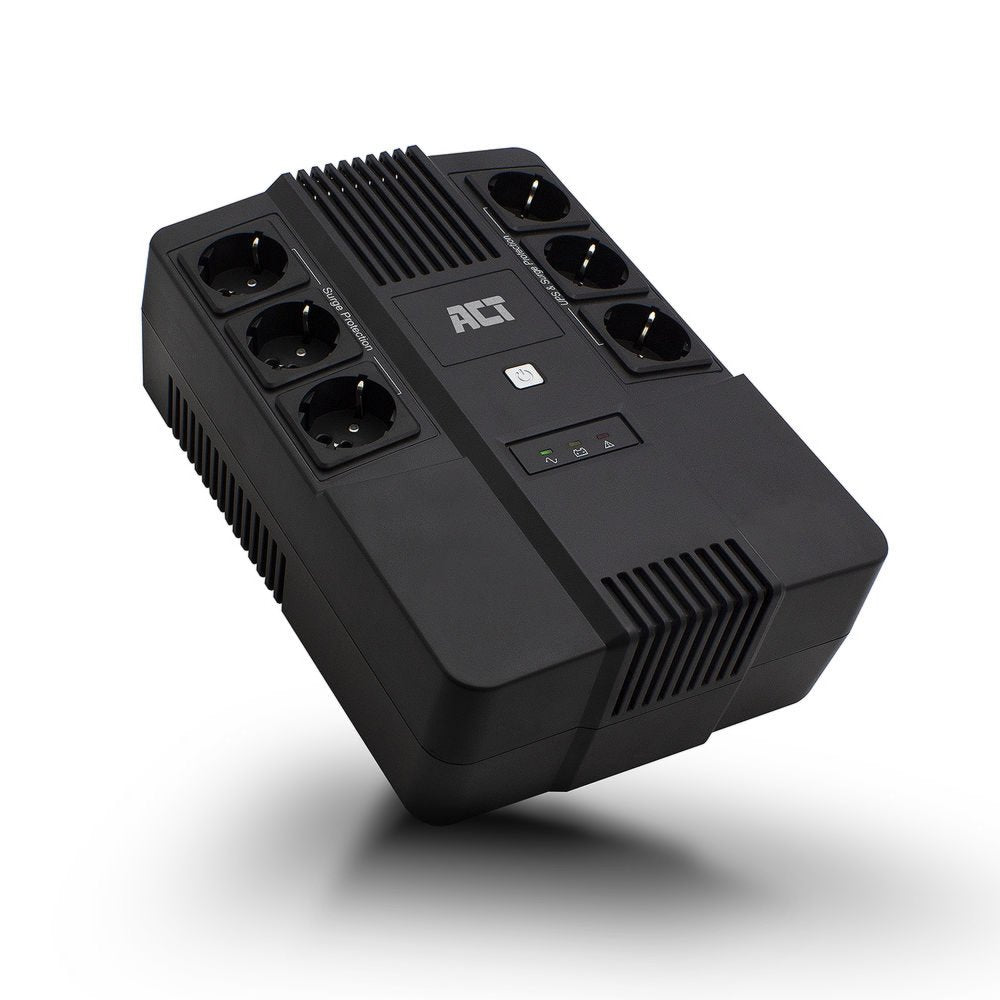 ACT AC2300 Line-Interactive UPS | 600 VA | 6 Stopcontacten (3 op Accu) | AVR Spanningstabilisatie | Netspanningsbeveiliging