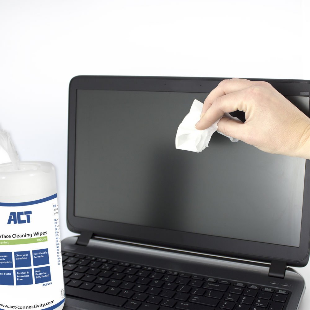 ACT AC9515 Schoonmaakdoekjes voor Beeldschermen | 100 stuks