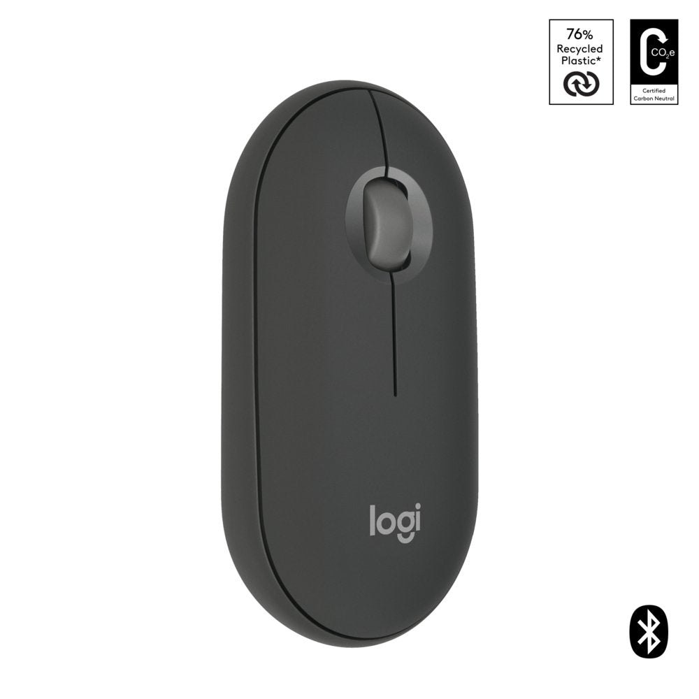 Logitech Pebble 2 M350s | Draadloze Muis | Links- en Rechtshandig | RF + Bluetooth | 4000 DPI | Grafiet