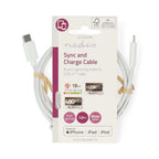 Nedis CCGL39650WT10 | Lightning-naar-USB-C kabel | 1 m | Lightning Male naar USB-C Male | Opladen en synchroniseren | Wit