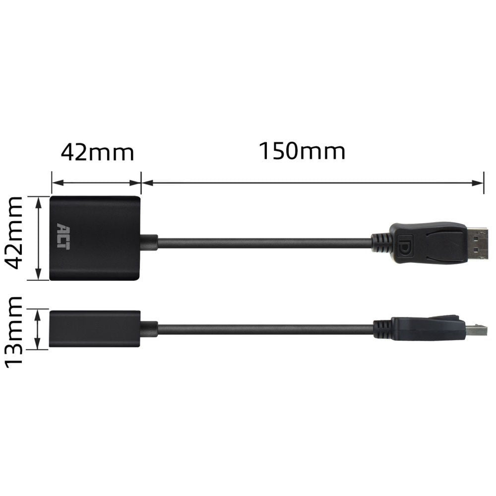 ACT AC7515 DisplayPort naar VGA Adapter | Female | Zip Bag
