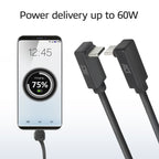 ACT AC7476 | USB 3.2 Gen 2 Kabel | USB-C (haaks boven/beneden) naar USB-C (haaks boven/beneden) | 60W | 10Gbps | 0,5m | Zwart