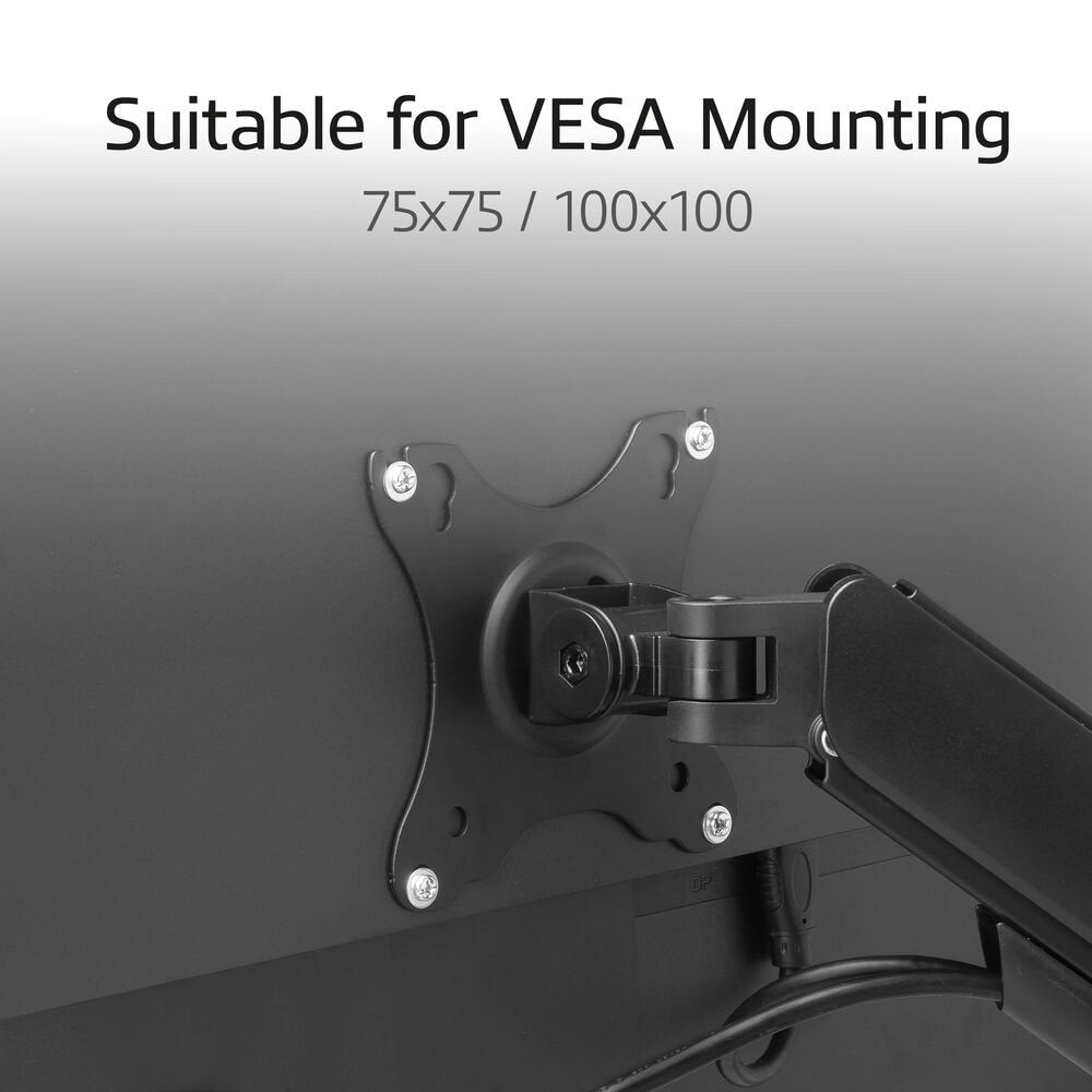 ACT AC8313 Essentials | Verstelbare Monitor-bureaubeugel | Tot 35" | Max 9 kg | VESA 75x75 / 100x100 | 1 Monitor | Gasveer