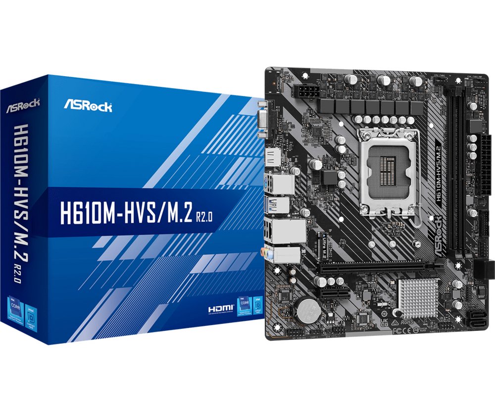 Asrock H610M-HVS/M.2 R2.0 | Socket LGA 1700 | Intel H610 | 4xDDR4 | Micro-ATX | Moederbord