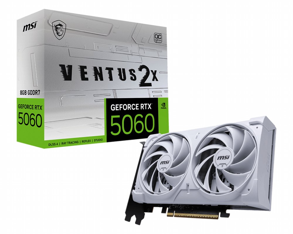MSI GeForce RTX 5060 VENTUS 2X OC WHITE | 8GB GDDR7 | DLSS 4 | Videokaart | Nvidia GPU