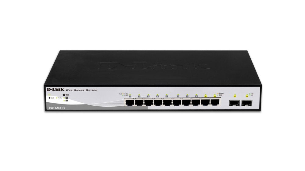 D-Link DGS-1210-10 | 10-poorts Gigabit Smart Switch | 8 RJ45 + 2 SFP | VLAN/QoS | Web/CLI-beheer