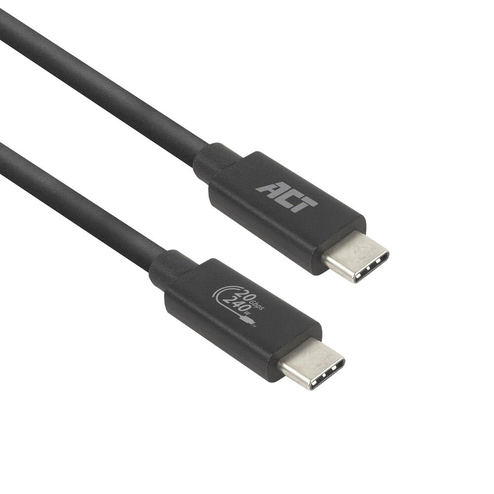 ACT AC7430 | USB4 | 20Gbps | 240W | USB-C naar USB-C | 1m | Zwart