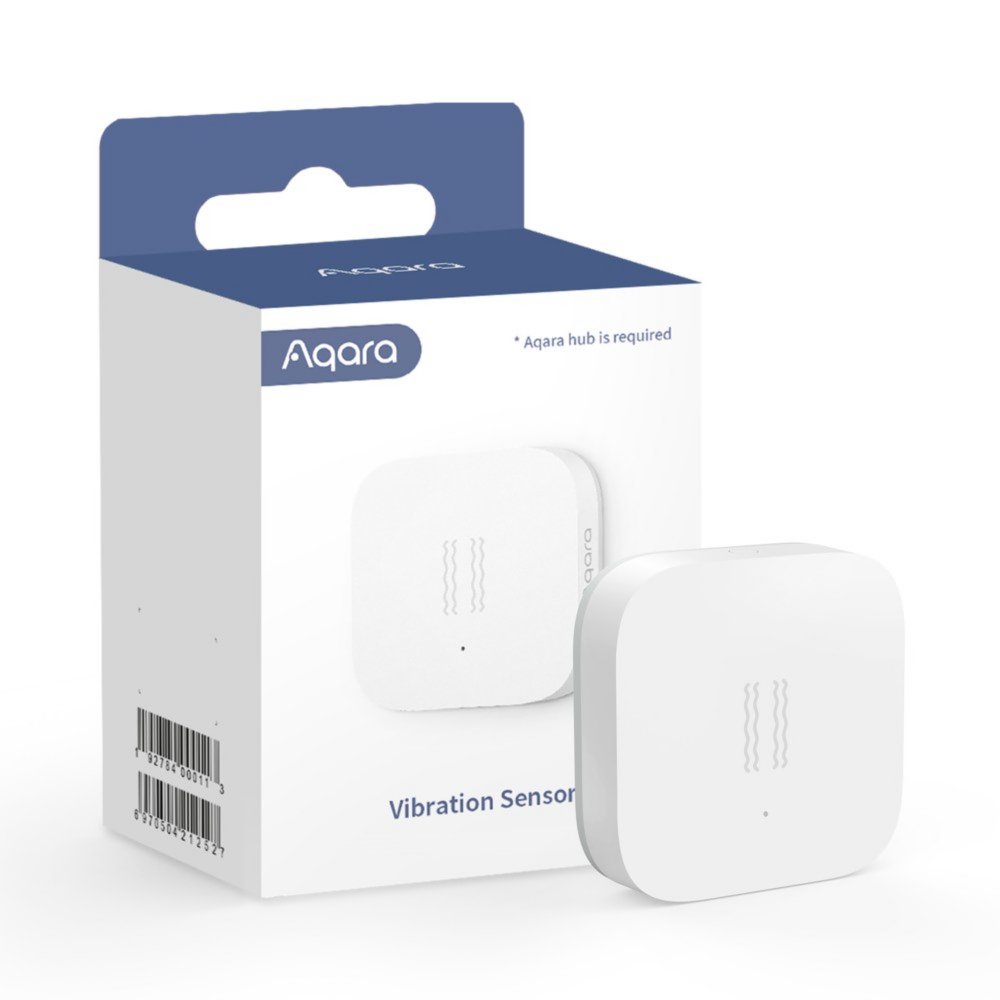 Aqara Vibratiesensor | Detecteert trillingen, kantelingen en bewegingen | Draadloos | Batterijgevoed (CR2032) | Zigbee 3.0 | 