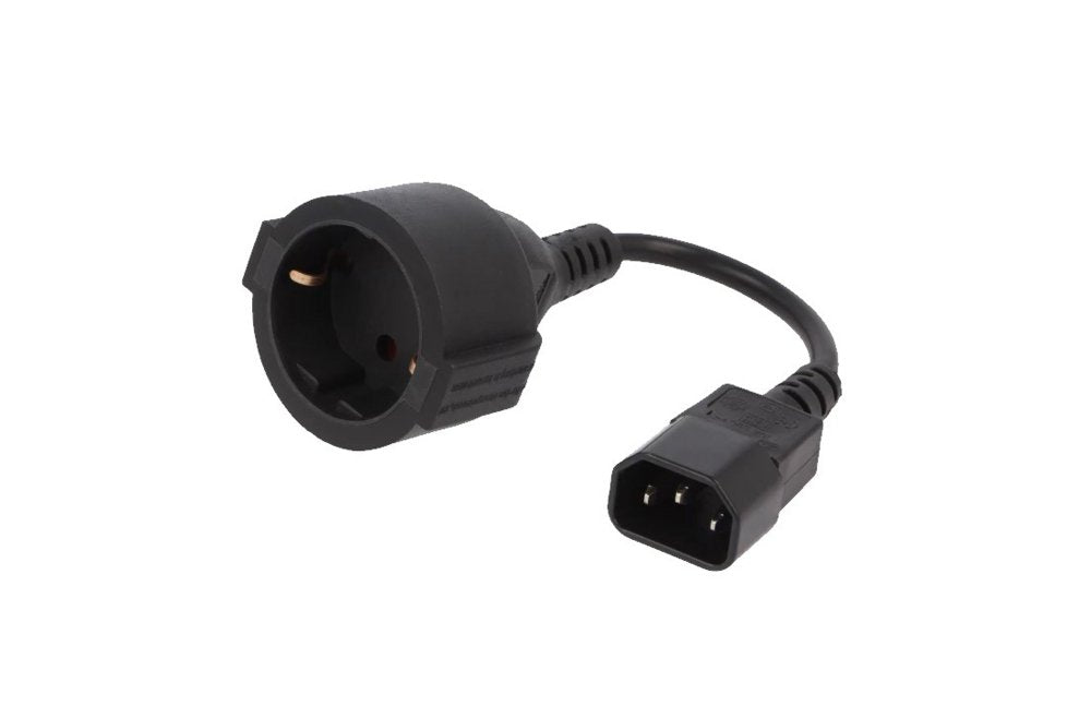 Gembird PC-SFC14M-01 | 0,15 m Stroomkabel | C14 naar Schuko (CEE 7/3) | Zwart | Compact Verloopstuk