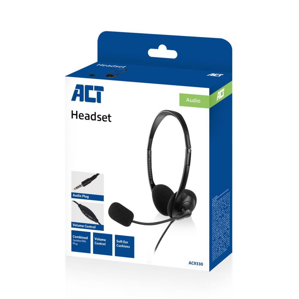 ACT AC9330 | On-Ear Headset met Microfoon | Zwart