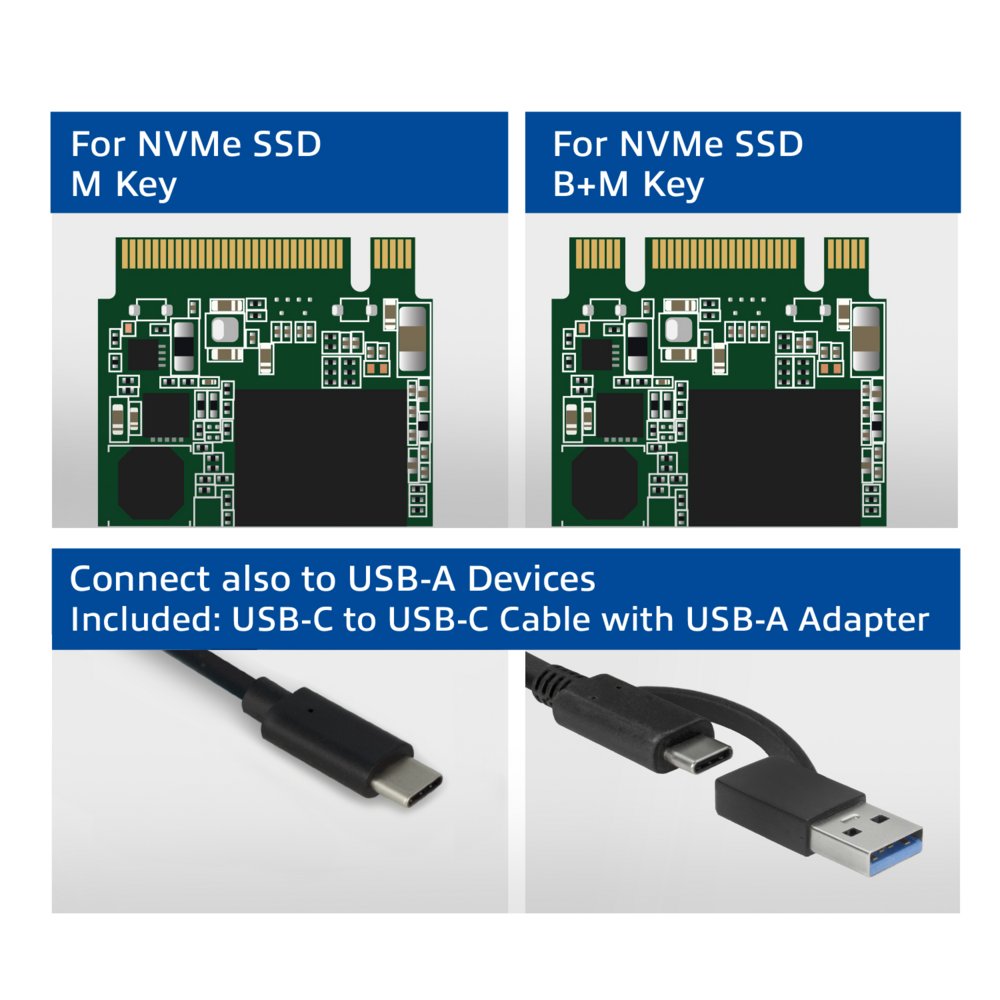ACT AC1615 | USB-C M.2 NVMe/PCIe SSD Behuizing | Tool-Free | Aluminium | USB 3.2 Gen2 (10 Gbps)