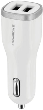 Mobiparts Car Charger | Dual USB-A Autolader 12W / 2.4A | Wit