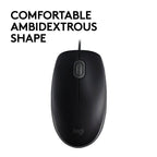 Logitech B110 Silent | Bekabelde Muis | Links- en Rechtshandig | USB-A | 1000 DPI | Zwart