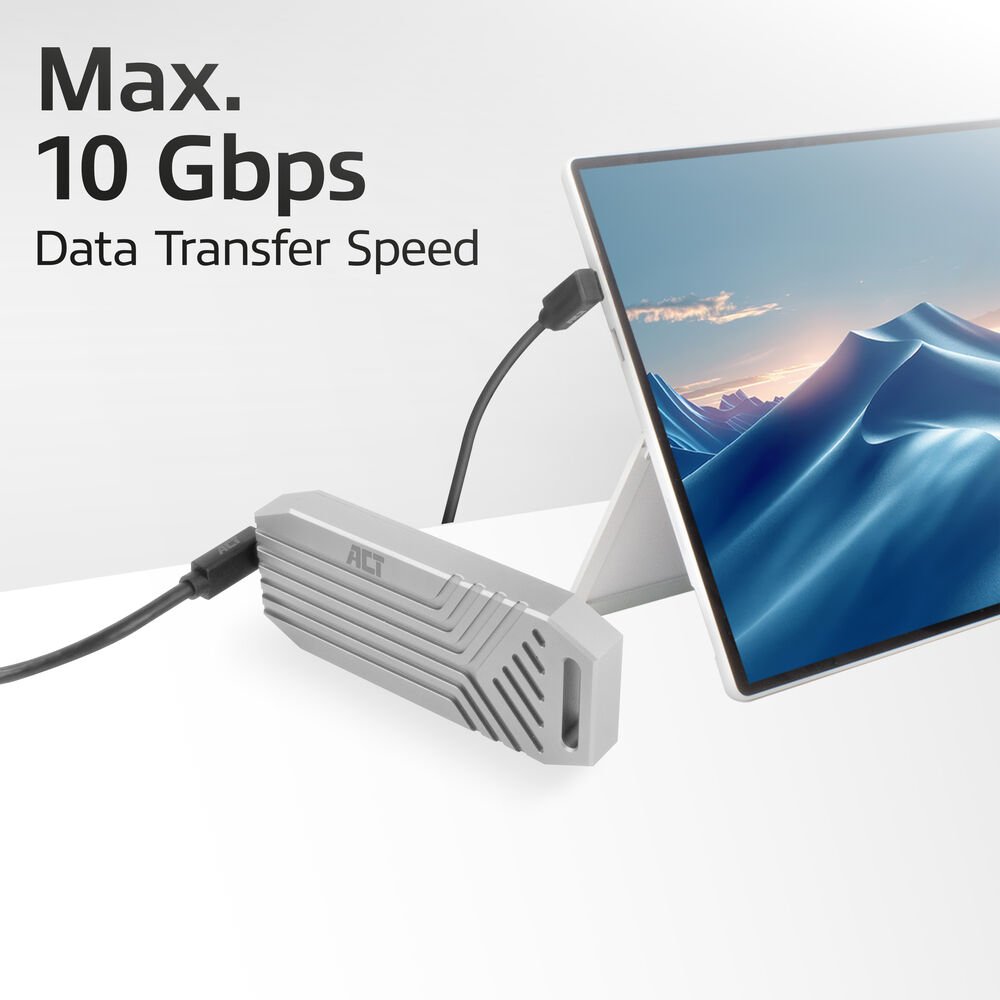 ACT AC7477 | USB 3.2 Gen 2 Kabel | USB-C (haaks boven/beneden) naar USB-C (haaks boven/beneden) | 60W | 10Gbps | 1m | Zwart