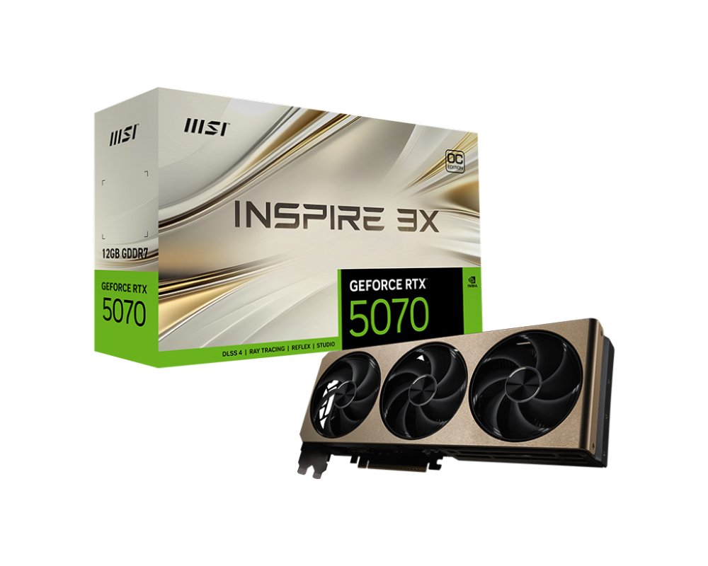 MSI GeForce RTX 5070 INSPIRE 3X OC | 12GB GDDR7 | DLSS 4 | Videokaart | Nvidia GPU