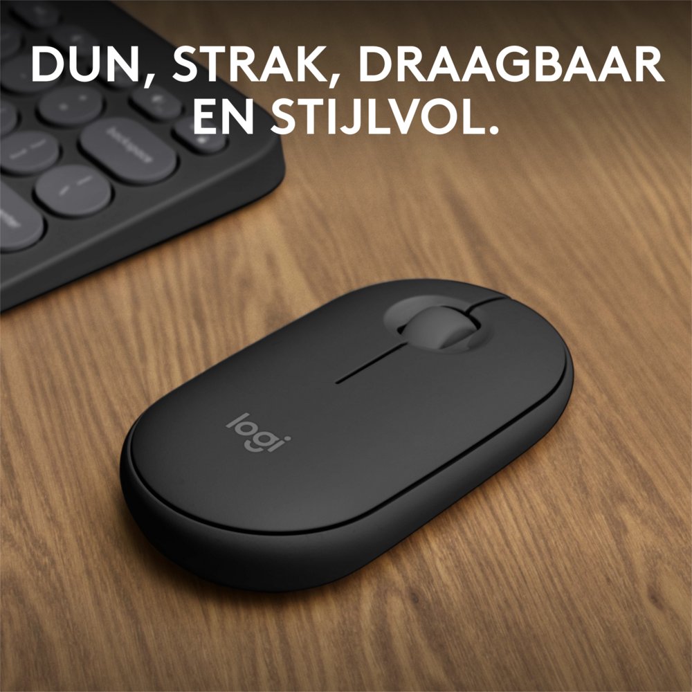 Logitech Pebble 2 M350s | Draadloze Muis | Links- en Rechtshandig | RF + Bluetooth | 4000 DPI | Grafiet