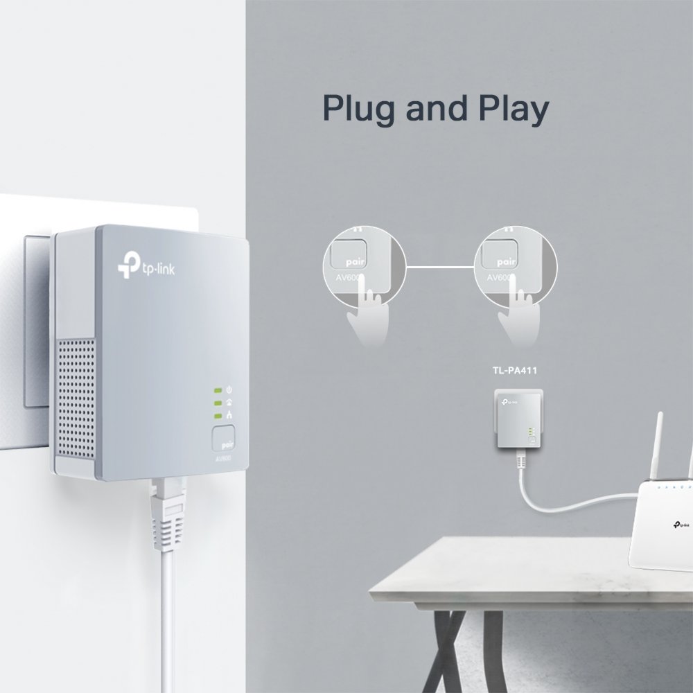 TP-Link PA411KIT | Powerline Adapter Set | 500 Mbps | Fast Ethernet | Wit