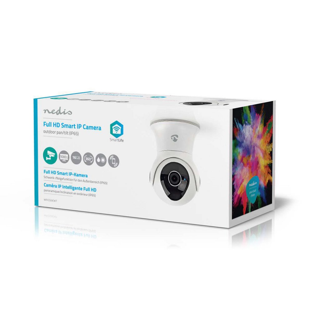 Nedis WIFICO20CWT | Wi-Fi Smart IP-buitencamera | Full HD 1080p | PTZ | Nachtzicht 15 m | Tweeweg-audio | IP65 | Wit