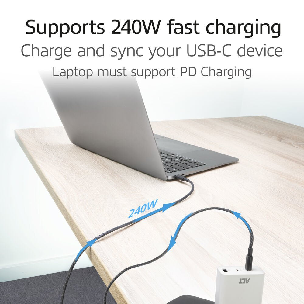 ACT AC3087 | USB 2.0 Kabel | USB-C naar USB-C | 240W | 480Mbps | Zwart | 2 Meter