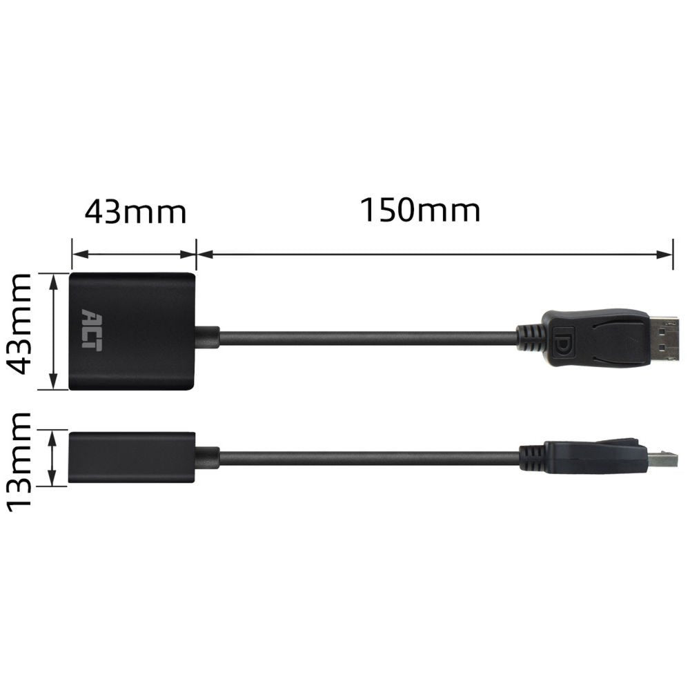 ACT AC7510 | DisplayPort naar DVI-D Adapter | 0,15 m | Zwart