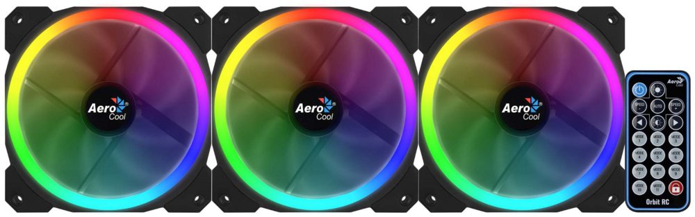 Aerocool Orbit RC ARGB 3 Pack | 120mm Case Fans met Remote Control