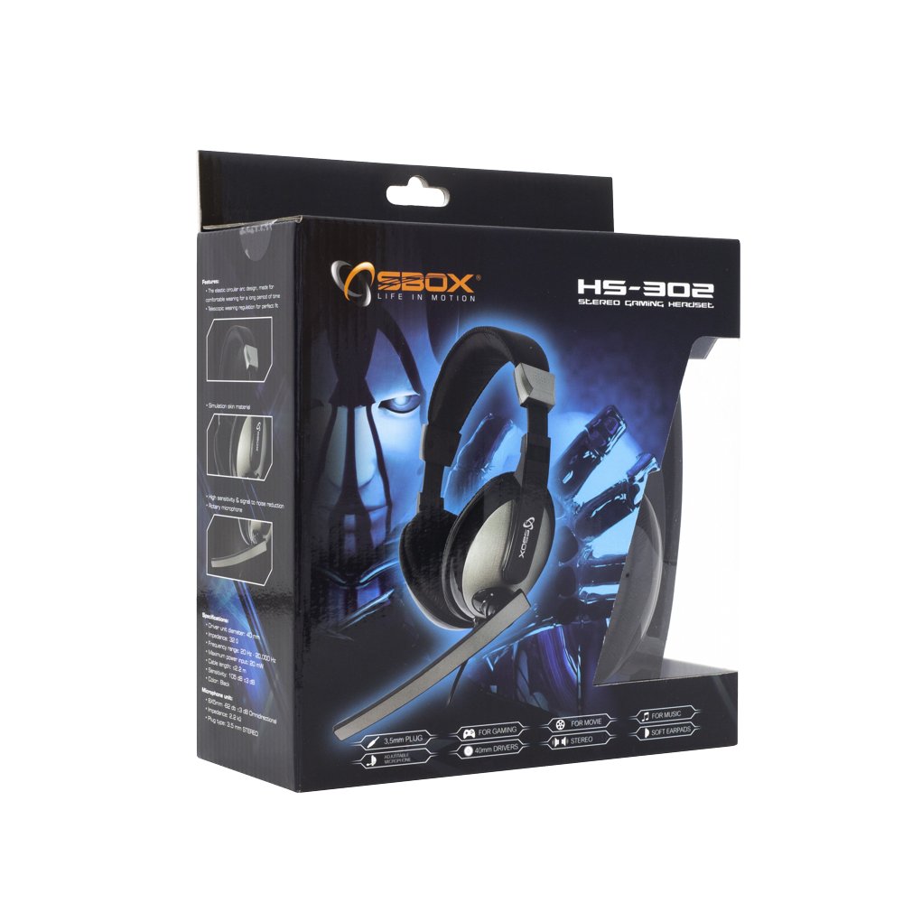SBOX HS-302 | On-Ear Gaming Headset 3,5mm Connector | Zwart/Grijs