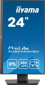 Iiyama ProLite XUB2493HSU-B6 24'' | 1920x1080 IPS | 100Hz | AdaptiveSync | USB-Hub | In hoogte verstelbaar | Full HD Monitor
