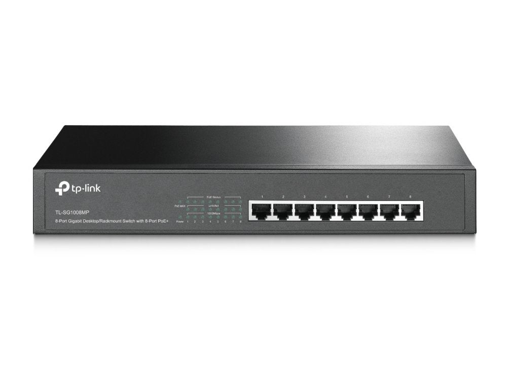 TP-Link TL-SG1008MP | Unmanaged Switch | 8 Poorten | Gigabit Ethernet (10/100/1000 Mbps) | PoE | Zwart