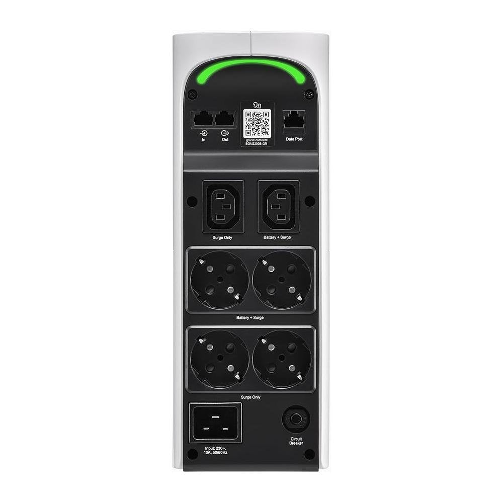 APC Back‑UPS Pro Gaming BGM2200‑GR | 2200 VA / 1320 W UPS | 4x Schuko + 2x IEC‑C13 | RGB + LCD-display
