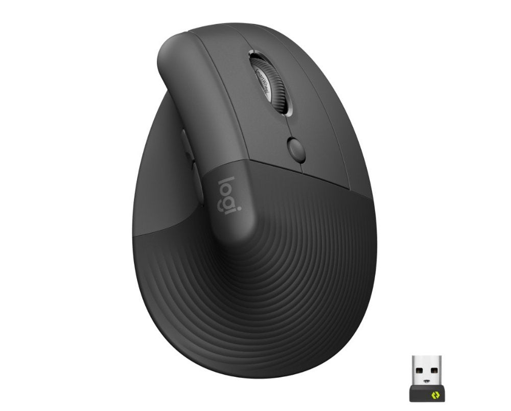 Logitech Lift | Ergonomische Draadloze Muis | Rechtshandig | RF + Bluetooth | 4000 DPI | Grafiet