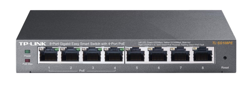 TP-Link TL-SG108PE | 8-Poorts Gigabit Easy Smart Switch | 4x PoE+ | Managed