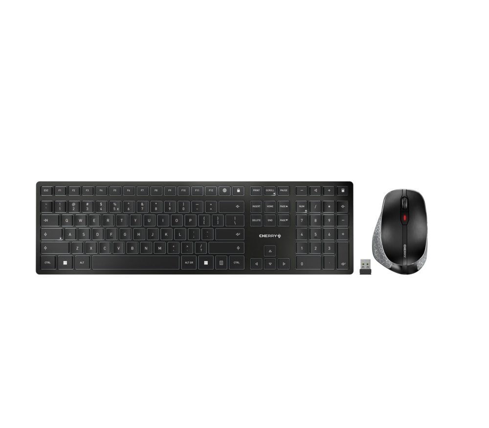 CHERRY DW 9500 Slim | Toetsenbord en Muis | RF Draadloos + Bluetooth | QWERTY (Engels) | Zwart en Grijs
